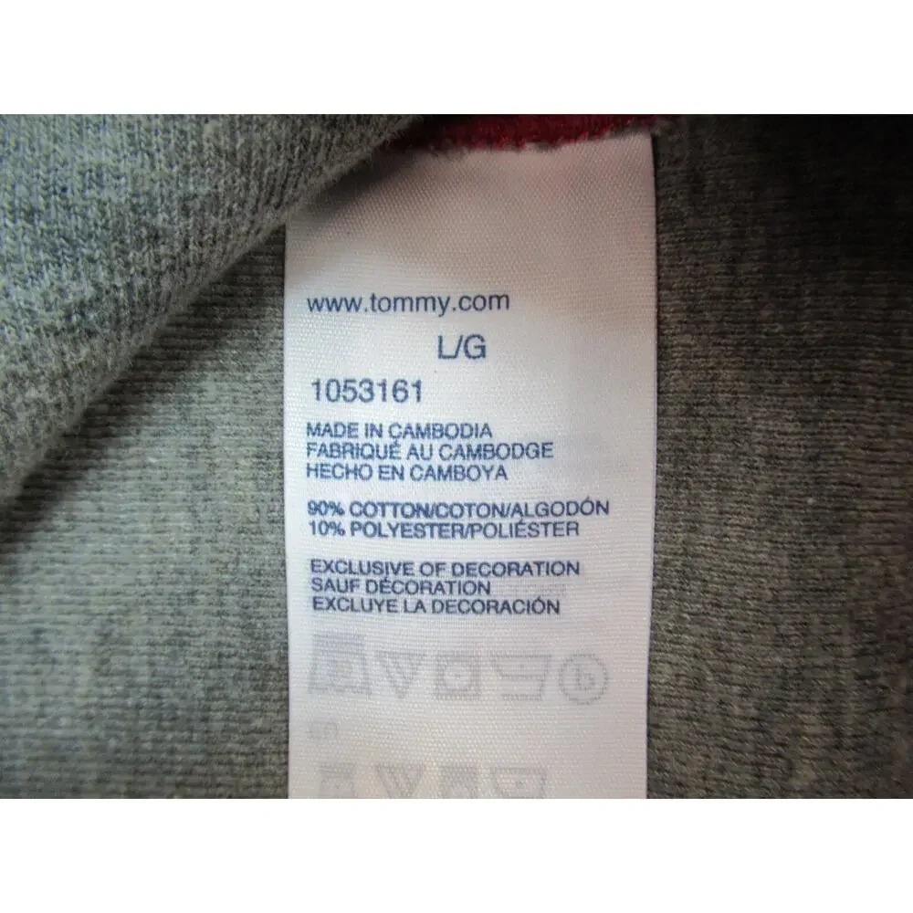 Tommy Hilfiger Sweatshirt Mens Large Red Gray Pullover Raglan Sporty Preppy